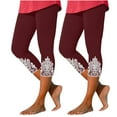thumbnail image 1 of Timegard Leggings Capri 2 Pcs pour Femmes en Dentelle Taille Élastique Confortables Ajustés Pantalons Courts Décontractés Bas Pantalons, 1 of 6