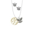 thumbnail image 2 of Delight Jewelry Goldtone Tree of Life in Circle Silver tone Guardian Angel Charm Necklace and Stud Earrings, 2 of 4