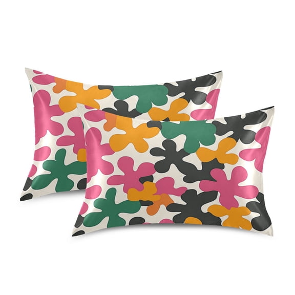 Yayeee Pillowcase Standard Size Set of 2 Satin Wrinkle Resistant Pillow Case, Pink Floral Blooms