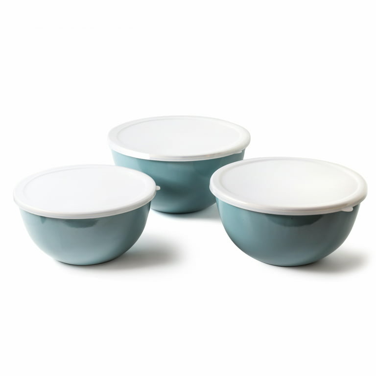 Enamel Nested Prep & Mixing Bowls with Lids (Set of 3)