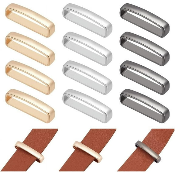 12Pcs Metal Belt Loop Keeper 3 Colors Men's Belt Buckles 0.87"(22mm) Alloy Rectangle Loop Ring Adjuster Webbing Strap End Fastener Backpack Purse Strap Leather Craft Making Accessories Mixed Color
