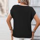 thumbnail image 5 of Tejiojio Women's Ribbed Knit Top Ruffled Trim Round Neck Short Sleeve Casual Summer Blouse, 5 of 7