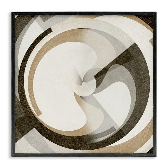 Stupell Industries Neutral Tones Vortex Abstract Painting Black Framed Art Print Wall Art, 12 x 12