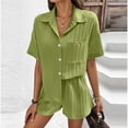 thumbnail image 2 of Shorts Set for Women Two Piece Outfits Button Down Shirt Top and Shorts Summer Womens Matching Sets, 2 of 7