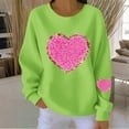 thumbnail image 3 of Tbopshirt Sweatshirts for Women Graphic Hoodless Valentine Long Sleeve Crewneck Ribbed Pullover Tops Green,L, 3 of 5