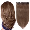 thumbnail image 1 of Extensions de Cheveux à Clip en Cheveux Humains 100 % 15 Couleurs Peuvent Être Teintes Bouclées Lavées 1 Pce/5 Clips Brun Clair 18”-50 g, 1 of 6