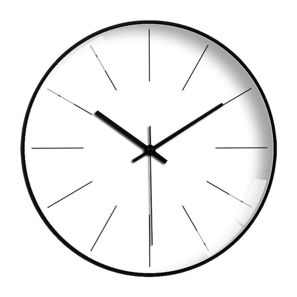 Reloj de pared silencioso sin reprimir batería operado para sala de teatro Blanco negro