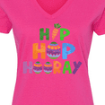 thumbnail image 4 of Inktastic Easter Hip Hop Hooray with Eggs and Carrot Women's V-Neck T-Shirt, 4 of 5