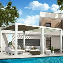 Domi Outdoor Louvered Pergola 12'×20', Aluminium Pergola with Adjustable Roof,Hardtop Gazebo for Patio, Deck, Garden, Yard, Beach(White)