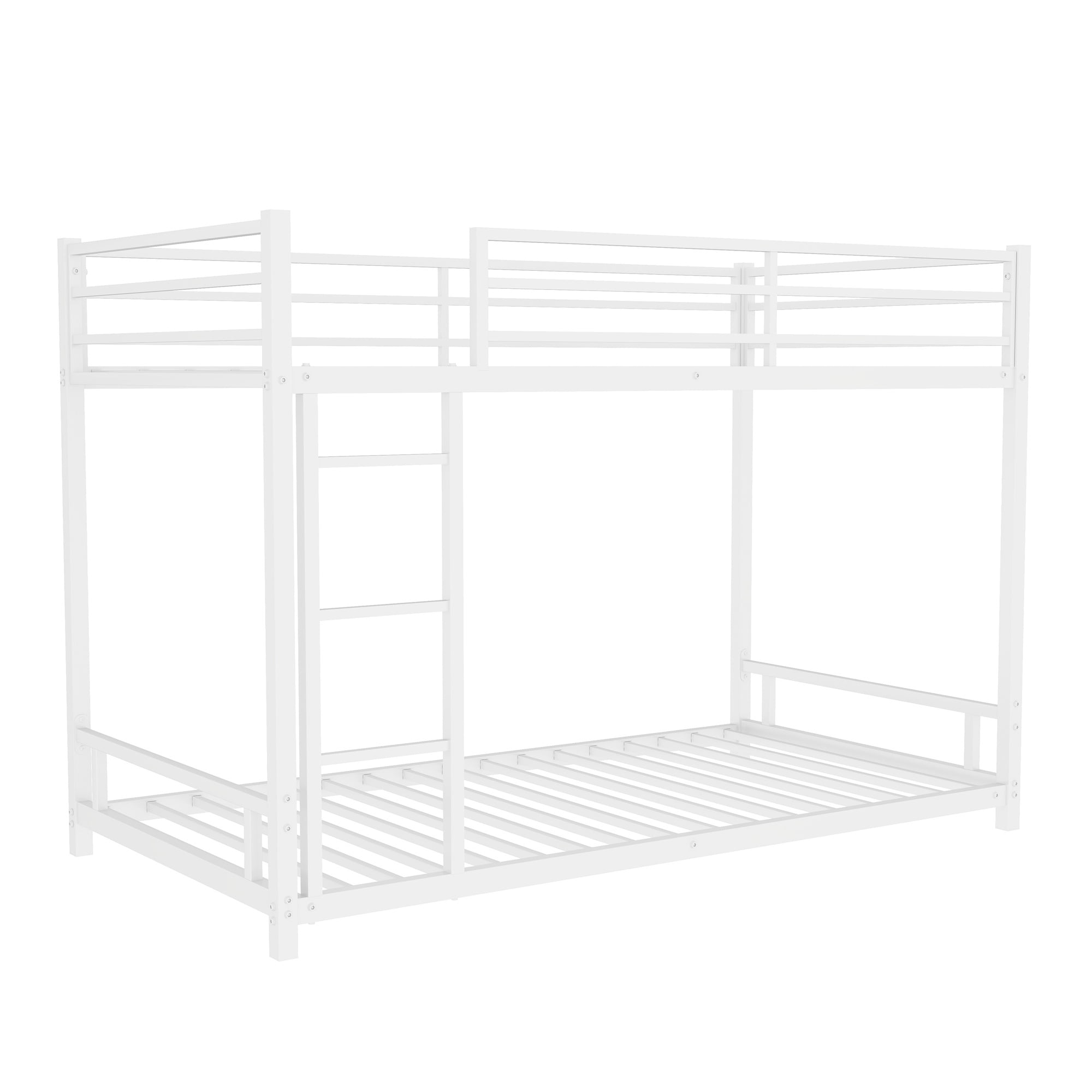 Alvantor Twin over Twin Bunk Beds for Kids Teens, Heavy Duty Low Bunkbeds with Ladder and Safety Guardrails White