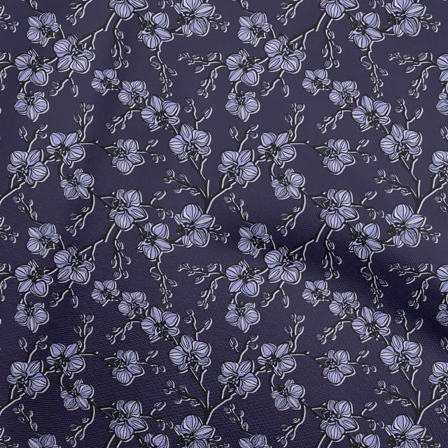 oneOone Velvet Violet Fabric Floral Retro Sewing Craft Projects Fabric Prints By Yard 58 Inch Wide