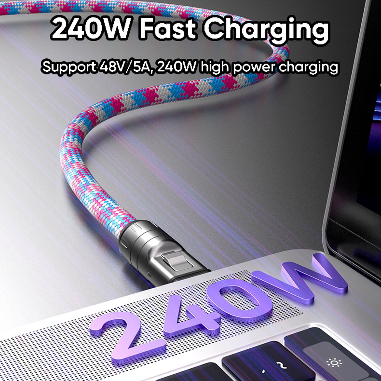 BotaniNest Type C To Type C 240W Charging With Wearable Bracelet Design 5A Fast Charging USB C Phone Crossbody&Wrist Strap Lanyard Portable Fashion Fast Charger (120cm/47.24in)