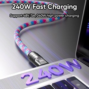 Type C To Type C 240W Charging With Wearable Bracelet Design 5A Fast Charging USB C Phone Crossbody&Wrist Strap Lanyard Portable Fashion Fast Charger (120cm/47.24in) Power Commander of Chaos S8 Sprint