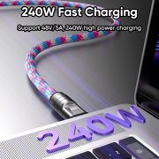 BotaniNest Type C To Type C 240W Charging With Wearable Bracelet Design 5A Fast Charging USB C Phone Crossbody&Wrist Strap Lanyard Portable Fashion Fast Charger (120cm/47.24in)