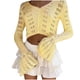 thumbnail image 2 of Ailaofu Women Summer Crochet Cardigan Sweater Long Sleeve Button Hollow Out Lightweight V Neck Cropped Knit Cardigan, 2 of 5