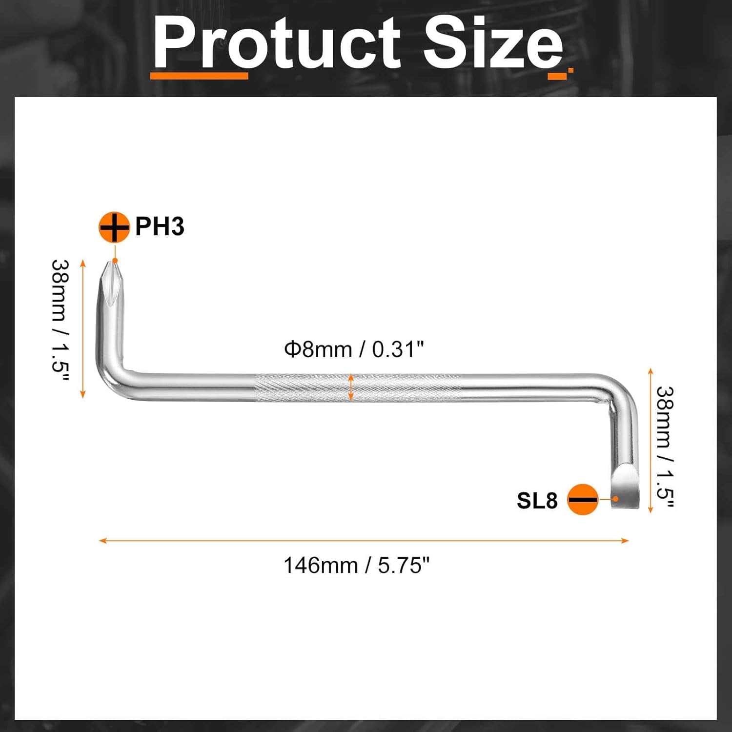 MKEUDQ-2pcs Offset Screwdriver Set PH3/SL8 Phillips Slotted Head Right Angle 90 Degree Screw Driver Double Ended Z-type Hand Tool for Home Appliance Repair