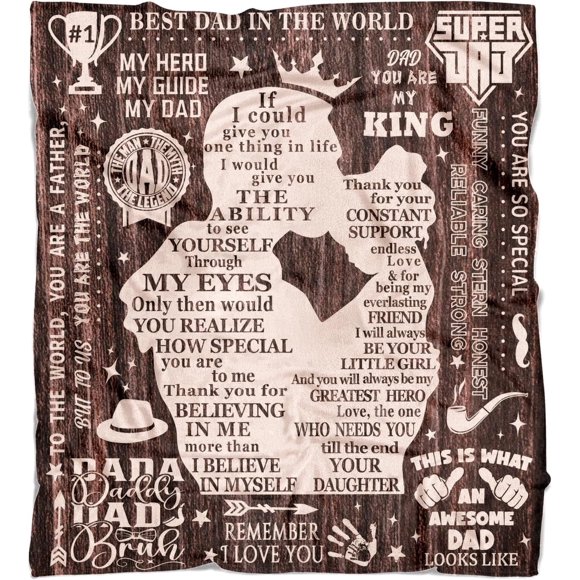 Dad Blanket from Daughter 60" x 50", Fathers Day Blanket from Daughter, Best Father''s Day Birthday Gifts for Dad from Daughter, Gifts for Dads, Dad Gift