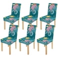 thumbnail image 1 of FMSHPON Fantasy Horses Pegasus Rides a Bicycle Stretch Chair Cover Protector Seat Slipcover for Dining Room Hotel Wedding Party Set of 6, 1 of 6