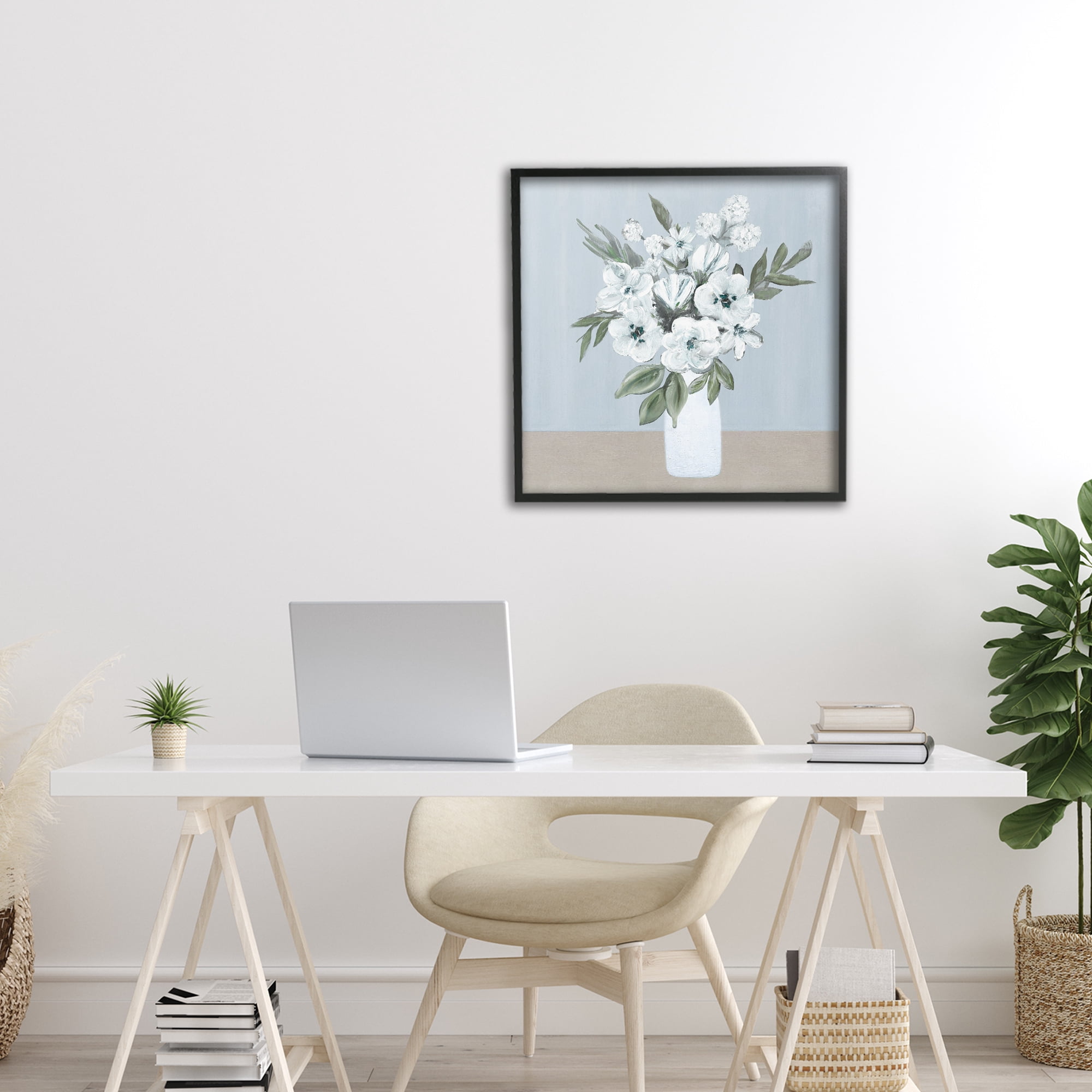 Stupell Industries Cerulean & White Blooms Black Framed Giclee Art, design by Marilyn Dunlap