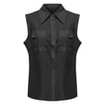 thumbnail image 5 of T Shirts For Women Womens Tops Summer Fashion Casual Sleeveless Solid Color Large Button Double Pocket Lapel Lined Clothes, 5 of 5