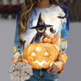 thumbnail image 2 of Towmus Halloween Shirts for Women Sweatshirt Cute Doll Graphic Pullover Tops Funny Novelty Pumpkin Print Crewneck Sweatshirts, 2 of 5