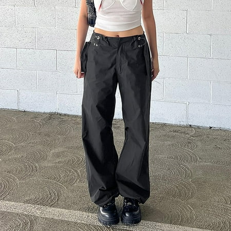 

Women s Loose Cargo Pants Retro Multi Pocket Low Waist Drawstring Pig Nose Buckle Slim Straight Woven Casual Pants Lightweight Casual Pants Women Maternity