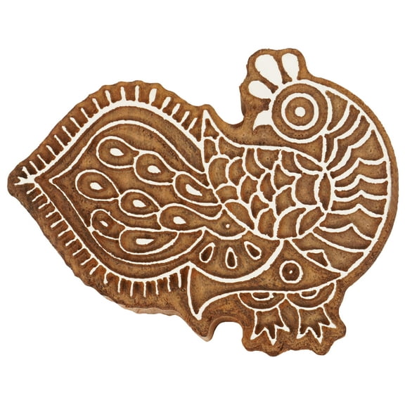 IBA Indianbeautifulart Textile Printing Block Peacock Motif Hand Carved Wooden Stamp Wood Block Printing Textile Stamp For Fabric / Pottery Blocks- 3 Inches