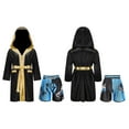 thumbnail image 5 of iiniim Kids Boys Boxing Metallic Satin Robe Open Front Hooded Grown Cloak with Belt and Boxer Shorts B5 6, 5 of 7
