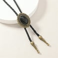 thumbnail image 4 of Traditional Leather Cord Necklace Golden Plated Clasp Bolo Tie Cowboy Accessory, 4 of 9