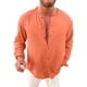thumbnail image 1 of Camisa Pompotops de Manga larga Algodón y lino Color sólido Doble arrugado moda suelta Casual Cómoda, 1 of 5
