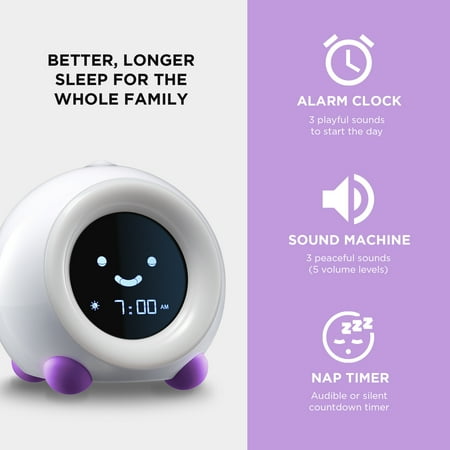LittleHippo - MELLA All-in-One Alarm Clock with Sleep Trainer for Kids - BRIGHT PURPLE