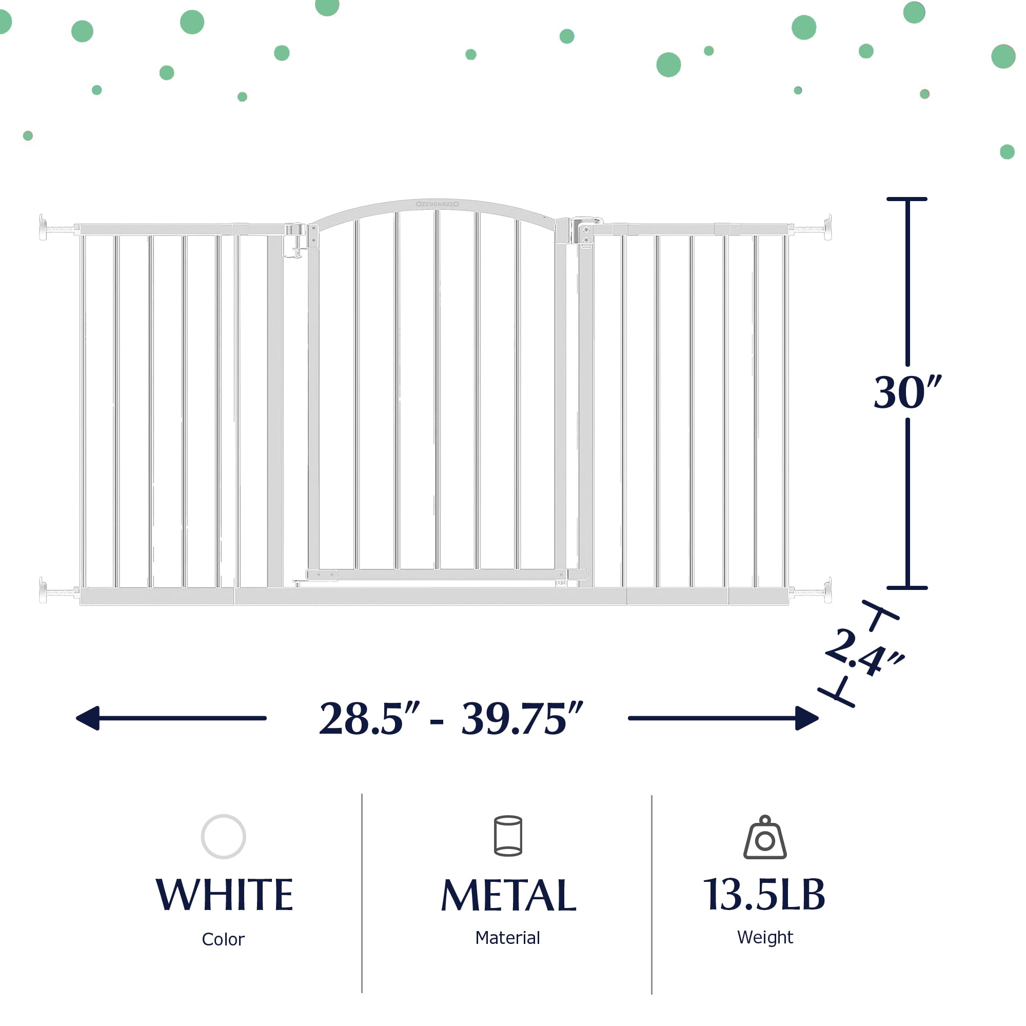 Ingenuity Ozzy & Kazoo 30" Tall Wide Walk - Through Dog Gate For Doorways & Stairways