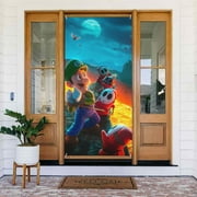 Mario Bros. Movie Door Cover Decorated Banner Tapestry Home Decoration Holiday Party Supplies Door Banner Porch Sign Banner 72.8 x 35.4 Inch