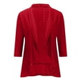 thumbnail image 4 of Fznquz Bolero Plus Size Cardigan for Women Red Open Front Lightweight Cardigan Shrug Sweater 3/4 Sleeve Jacket, 4 of 6