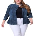 thumbnail image 1 of Agnes Orinda Women‘s Plus Size Fall Outfits Drawstring Waist Zipper Denim Jacket, 1 of 6