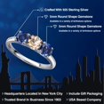 thumbnail image 2 of Gem Stone King 925 Sterling Silver Peach Morganite and Blue Created Sapphire Engagement Ring for Women | 1.60 Cttw | Round 5MM | Gemstone October Birthstone | Size 9, 2 of 6