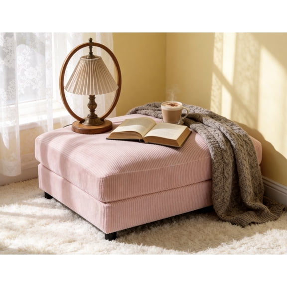 Miekor Furniture Corduroy Upholstered Rectangle Ottoman No.7898