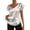 02# White, variant on Women's Cotton Tops Ihhxva V-Neck Satin Blouse with Side Drawstring Ruffle Sleeve Top Flowy Casual Summer Office Party S-2XL