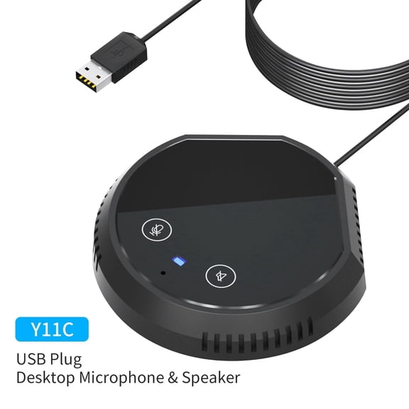 Shieny Desktop USB Conference Speakerphone Microphone 360° Omnidirectional Condenser Plug & Play PC Computer Mic Support BT Speaker -Sensor Buttons Mute Function Compatible with Windows for PC Lap