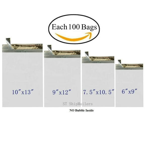400 Poly Mailers Shipping Bags Each 100 6x9 7.5x10.5 9x12 10x13-PM mix- ST ShipMailers