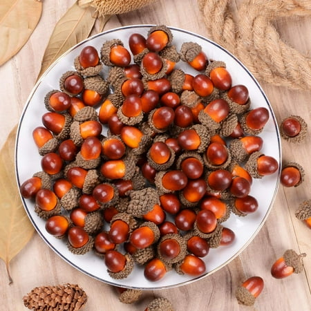 200 Pieces Fake Acorns For Crafts Artificial Fruit Props Acorns
