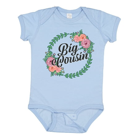 

Inktastic Big Cousin with Flower Circle Gift Baby Girl Bodysuit