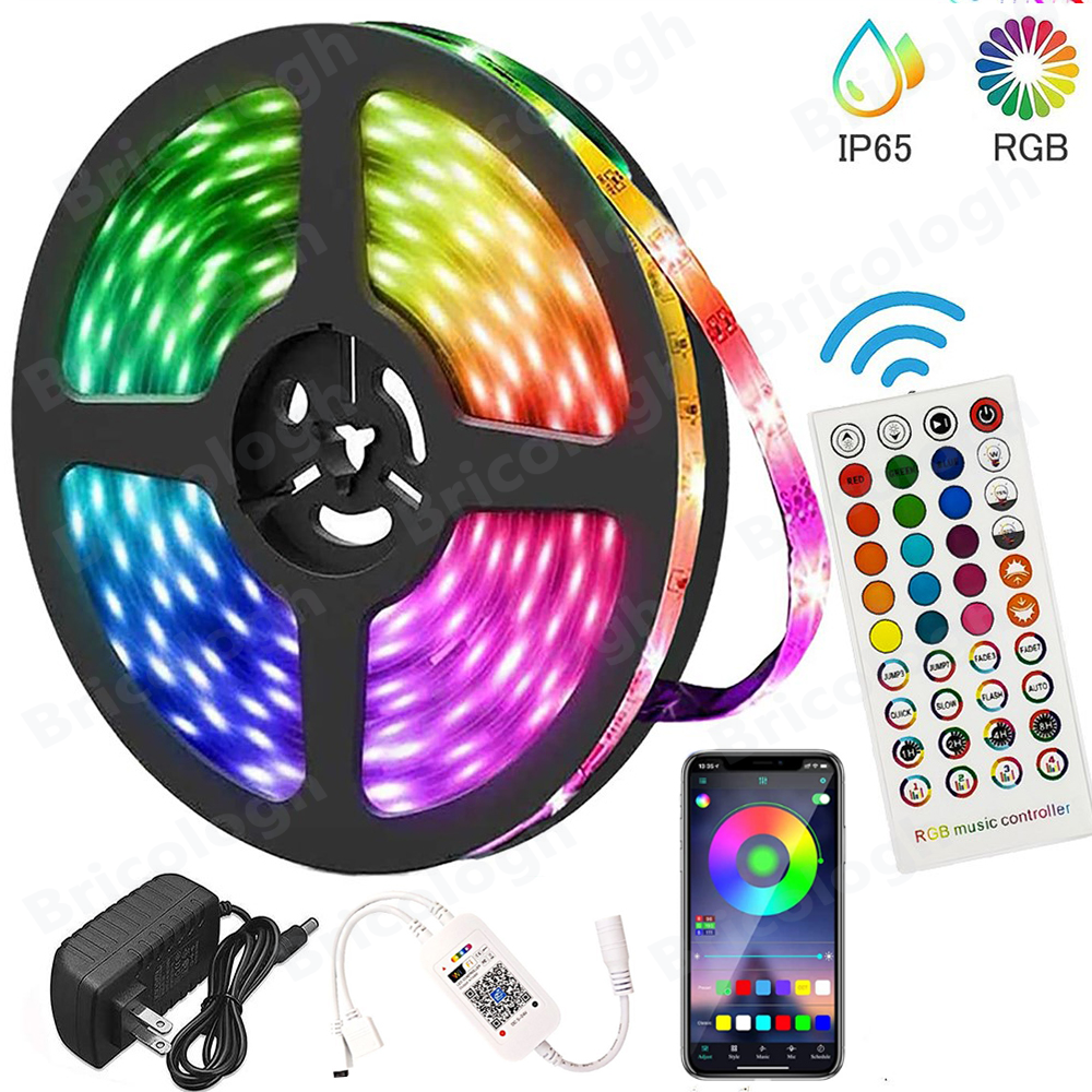 waterproof flexible led light strips with remote RGB wifi smart APP  controller neon 5M 5050 5V LED Strip Lights 
