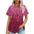 thumbnail image 1 of Pisexur Hauts pour Femmes, Blouses Habillées Décontractées pour Femmes, Hauts de Printemps pour Femmes, Haut Décontracté à Manches Courtes et Col Rond Ample Uni Multicolore pour Femmes, 1 of 1