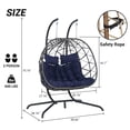 thumbnail image 2 of Double Egg Chair with Stand, Indoor Outdoor Hanging Wicker Rattan Patio Basket Swing Chair, Handwoven UV & Rust Resistant Iron Frame with Water Resistant Cushion,600 lbs Capacity, 2 of 5