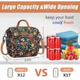 thumbnail image 4 of Lunch Bag Women Insulated Lunch Box Reusable Leakproof Large Spacious Cooler Tote for Women Men Adult with Bottle Holder and Side Pockets for Work Office Travel Picnic -08 Multi-Floral, 4 of 6