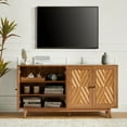 thumbnail image 5 of 57" Storage Cabinet 4 Doors Farmhouse Wooden Sideboard Credenzas with Adjustable Shelves Walnut, 5 of 9