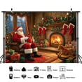 thumbnail image 3 of 7X5FT Christmas Fireplace Photo Backdrop Vintage Winter Santa Claus Xmas Tree Photography Background New Year Holiday Christmas Family Party Decorations Banner Photo Booth Props, 3 of 5