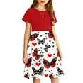 thumbnail image 7 of HOMADLES Summer Short Sleeve Dress for Girls Crewneck Losse, Printed Sundress Red 9 T, 7 of 7