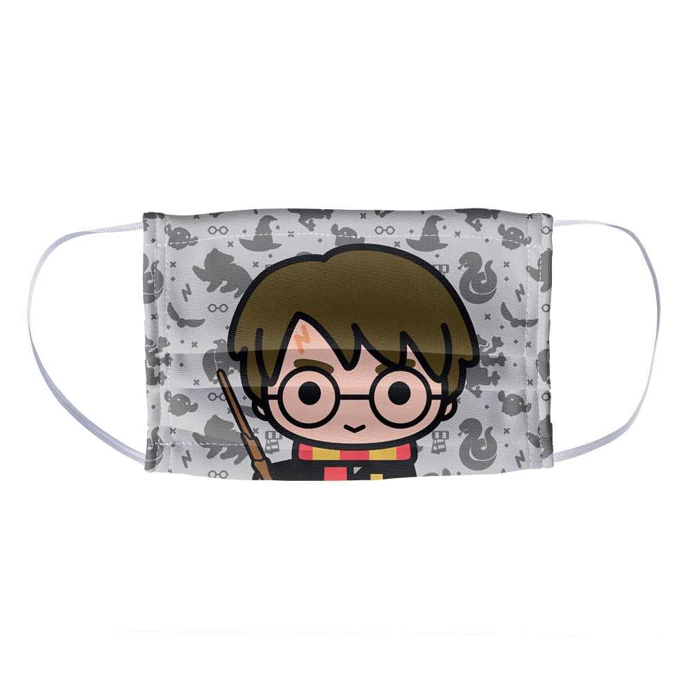 Harry Potter Harry Chibi and Pattern 1-Ply Reusable Face Mask Covering, Kids
